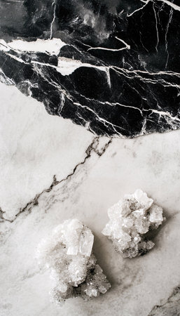 Black marble background with natural pattern, top view of natural stone floorの素材