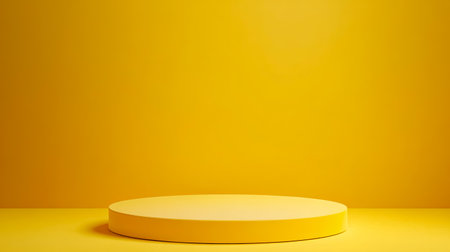 Yellow pedestal on a yellow background. 3d rendering, mock upの素材