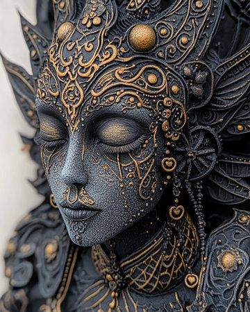Closeup of the face of a beautiful woman in a mask.の素材