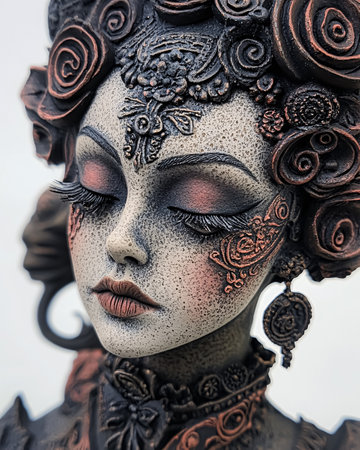 close-up portrait of a beautiful woman with fantasy make-upの素材