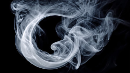 Abstract smoke moves on a black background. Design element. Abstract texture.の素材