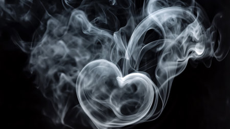 Smoke heart shape on black background. Abstract background for design.の素材