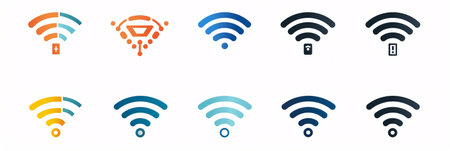 Wireless icons set. Vector illustration isolated on a white background.の素材