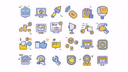 Set of vector line web icons and signs for modern concepts, web and apps.の素材