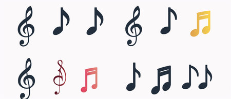 Music notes icons set. Vector illustration. Isolated on white background.の素材