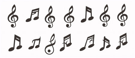 Set of musical notes isolated on a white background. Vector illustration.の素材