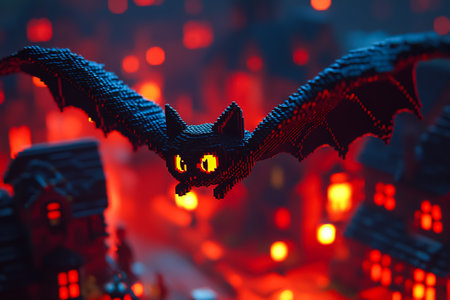 Halloween background. Scary silhouettes of bats in the form of a castle.の素材