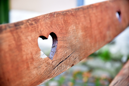 love, heart, woodの写真素材