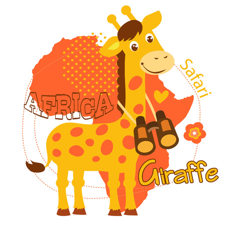 Little Giraffe Illustration. Africa Theme Cartoon. Cute picture For Kids T-Shirt Design Illustration.のイラスト素材