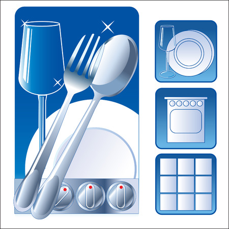 Washed Dishes. Set Iconic Symbol Image. Plate, Fork, Tile, Glass. Vector Picture. Wash Dishes Meme. Wash Dishes Fast. Clean Dishes Rack. Clean Dishes Sign. Clean Dishes Magnet.のイラスト素材