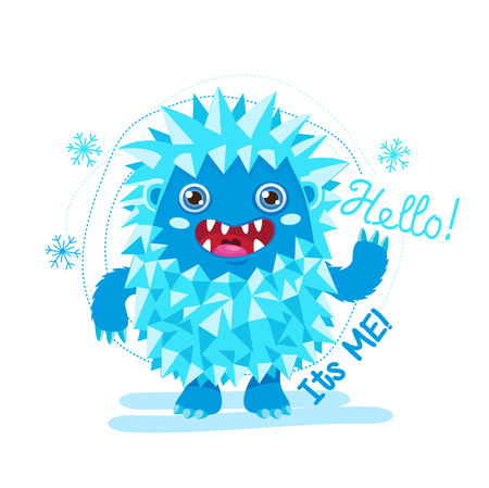 Cute Monster Vector Illustration. Bigfoot Cartoon Mascot. Funny Yeti On A White Background. For Kids T-Shirt Design. Happy Toy On A White Background.のイラスト素材