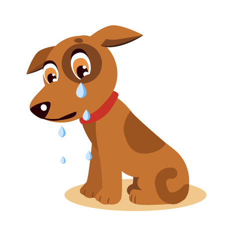 Sad Crying Dog Cartoon Vector Illustration. Dog With Tears. Crying Dog Emoji. Crying Dog Face.のイラスト素材