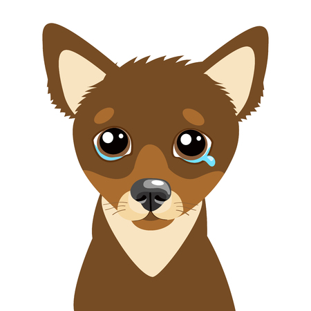 Sad Dog Face Emoticon Vector Icon. Vector Head Cute Sad Face Pet Animal. Crying Dog Emoji. When You Depressed. What Is Your Dog Saying When Making A Sad Face.のイラスト素材