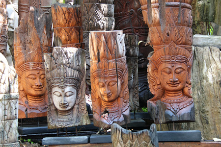 sculpture wood in Bannthawai ,Chiangmaiの写真素材