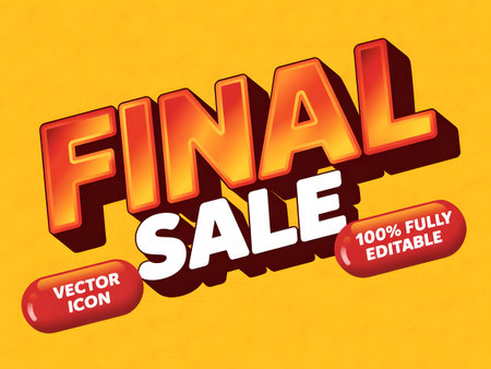 Vibrant final sale 3d text on a yellow background, perfect for advertising discounts, promotions, and special offersの素材
