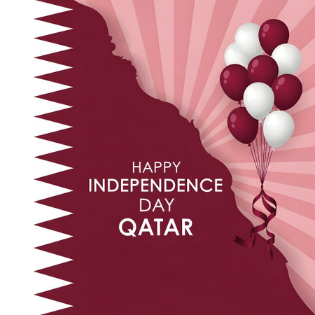 Qatar Independence Day Greeting Card.の素材