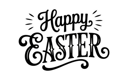 Happy easter calligraphy isolated on transparent background decorative lettering composition for spring holiday design vector illustrationの素材