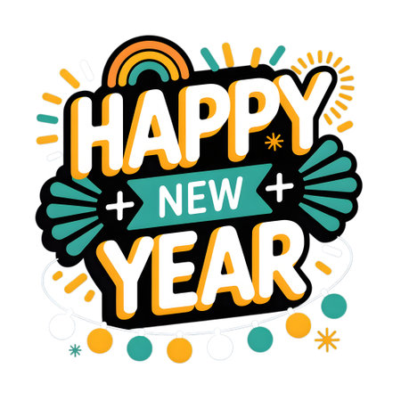 Happy New Year lettering. Vector illustration for banner, poster, greeting card.の素材
