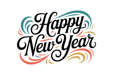 Happy New Year hand lettering. Calligraphyの素材
