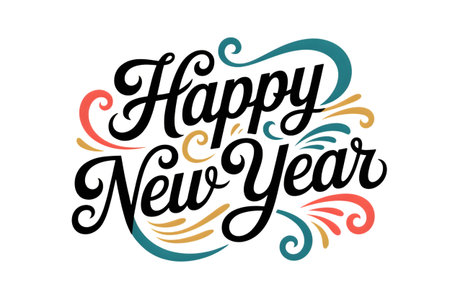 Happy New Year Calligraphic Lettering Textの素材