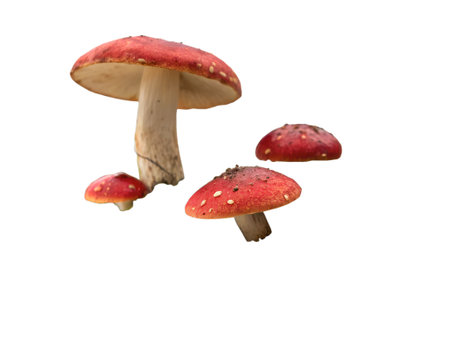 Amanita muscaria, commonly known as the fly agaric or fly amanita, is a basidiomycete of the genus amanita isolated on transparent backgroundの素材