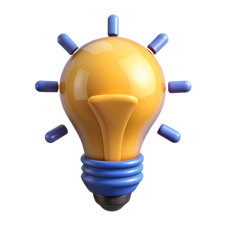 A vibrant 3d rendering of a light bulb, symbolizing innovation and creative thinking, isolated on transparent background a visual metaphor for ideasの素材