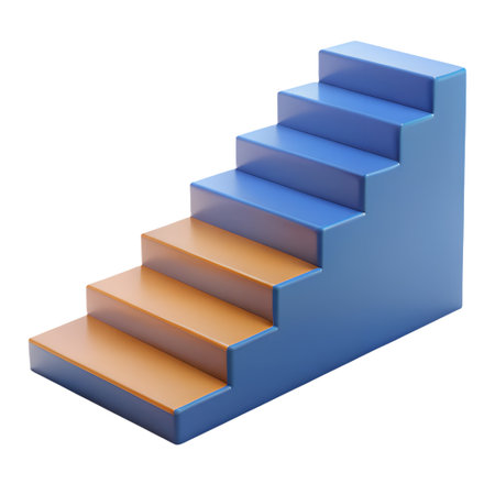 Staircase isolated on white background. 3d render illustration.の素材