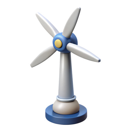 Wind turbine isolated on white background. 3D rendering. 3D illustration.の素材