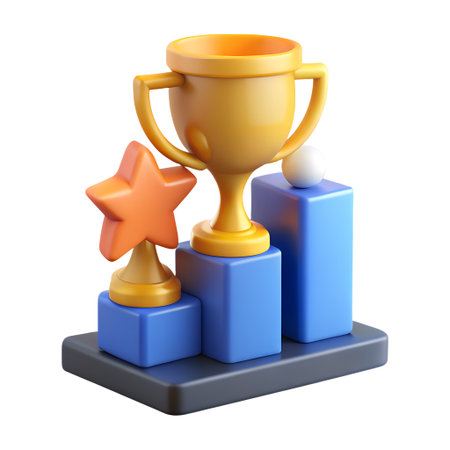 Trophy cup and star on a white background. 3d rendering.の素材