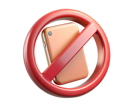 A 3d rendering of a crossedout smartphone, symbolizing the prohibition of using mobile phones isolated on transparent backgroundの素材