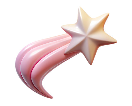 Cute shooting star with pink tail isolated on transparent background, a whimsical and dreamy illustration for kidsの素材