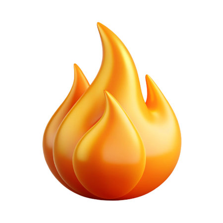 A vibrant 3d rendering of a stylized flame isolated on transparent background, embodying energy and passionの素材