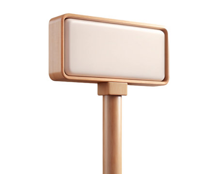 Minimalist wooden sign mockup isolated on transparent background, perfect for showcasing your brand or message with simplicityの素材