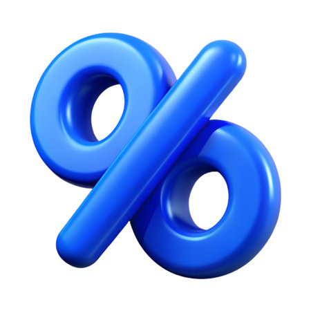A blue percentage sign isolated on transparent background, a symbol of discounts, sales, and financial opportunitiesの素材
