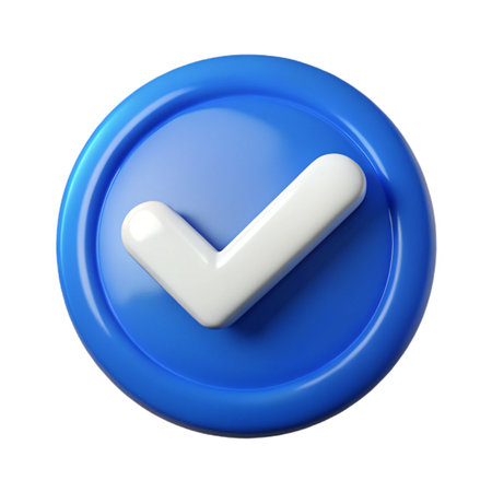 Blue check mark icon isolated on transparent background a symbol of verification and authenticity in social mediaの素材