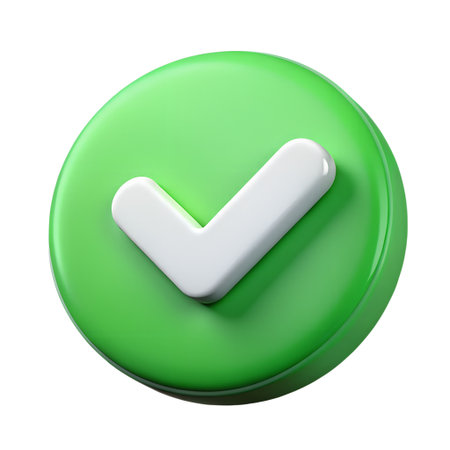 Green check mark icon isolated on transparent background symbol of approval, acceptance, or confirmation 3d renderingの素材