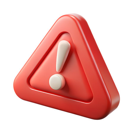 Red triangle warning sign with exclamation mark isolated on transparent background to indicate dangerの素材