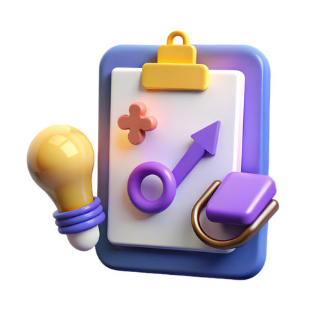 Medical clipboard with light bulb and stethoscope isolated on transparent background is a 3d renderingの素材