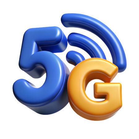 3d render of 5g symbol isolated on transparent background, representing the next generation of wireless technologyの素材