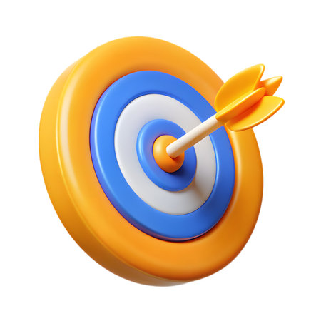 Arrow hitting the center of the target isolated on transparent background, a symbol of success and achievementの素材