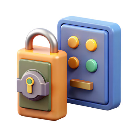 A 3d rendering of a padlock and safe, symbolizing security and protection isolated on transparent backgroundの素材