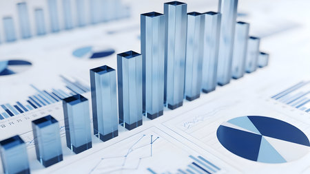 Financial data analysis with abstract charts and graphs representing growth and market trendsの素材