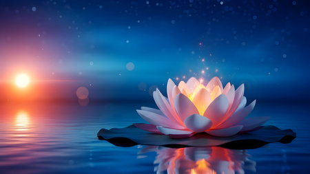 Serene lotus at sunriseの素材