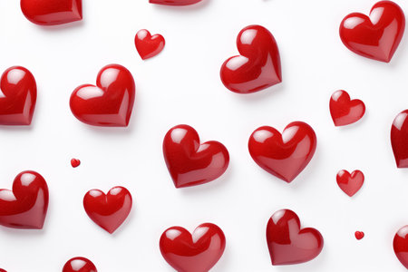 Vibrant Heart Symbols Pattern on White Background, Gift, Love, and Valentine Day Celebrations, Abstract Illustration Background, AI Generatedの素材