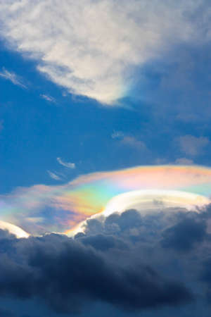 Beautiful Iridescent Cloud on skyの写真素材