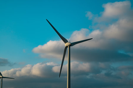 Wind power technology. Smart grid. Renewable energy. Sustainable resources. Alternative energyの写真素材