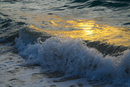 Wave splash. Summertime leisure. Summer activities.の写真素材
