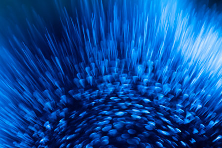 Blue Bokeh background. Glitter bokeh background. Blue color sparkles Abstract Holiday. Bokeh background. Holiday backgrounds. Abstract background with copy space.の写真素材