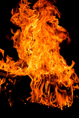 Fire flames on black background. Fire burn flame isolated. Fire flames texture. Flaming burning...