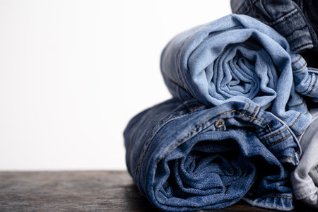 Denim texture for background design. Jeans texture. Jeans pants texture or denim pants background. Denim sales. Jeans fabric texture. Jeans trousers pants. Blue denim cloth.の写真素材